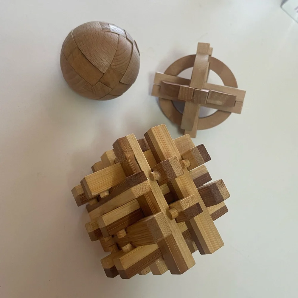 Bundle of 3 Wooden Puzzles Brain Teasers